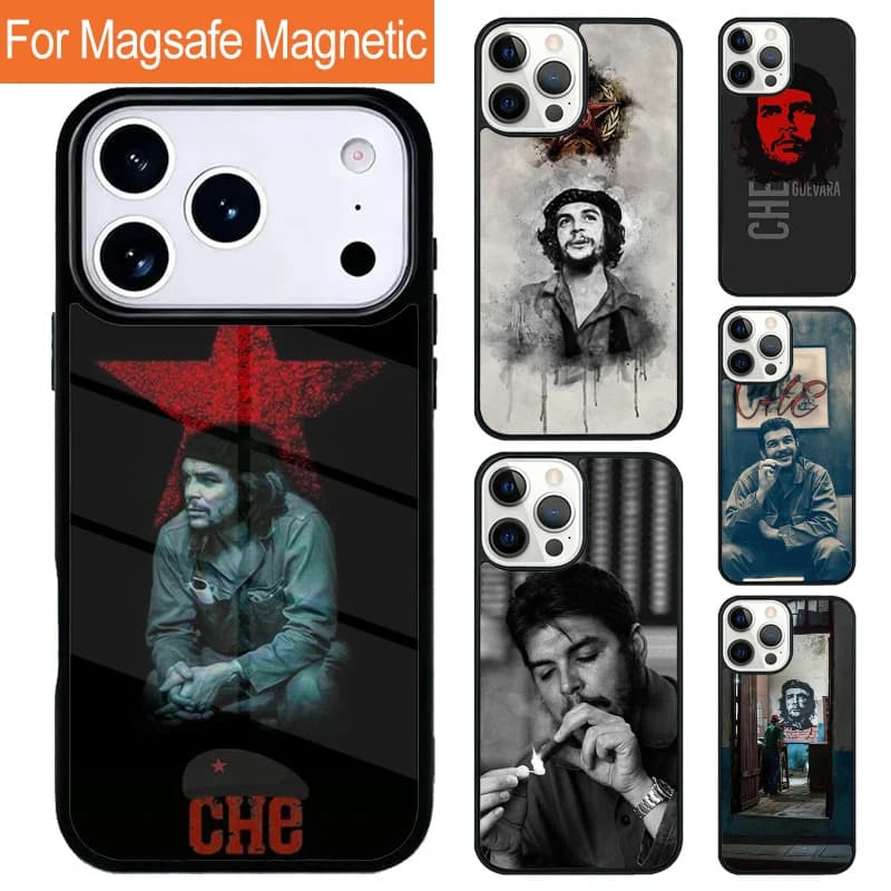 Cover Magnetica Wireless con Motivo Che Guevara per iPhone 17 Pro 16 15 13 12 11 Pro Max Air 14 Plus con Magsafe