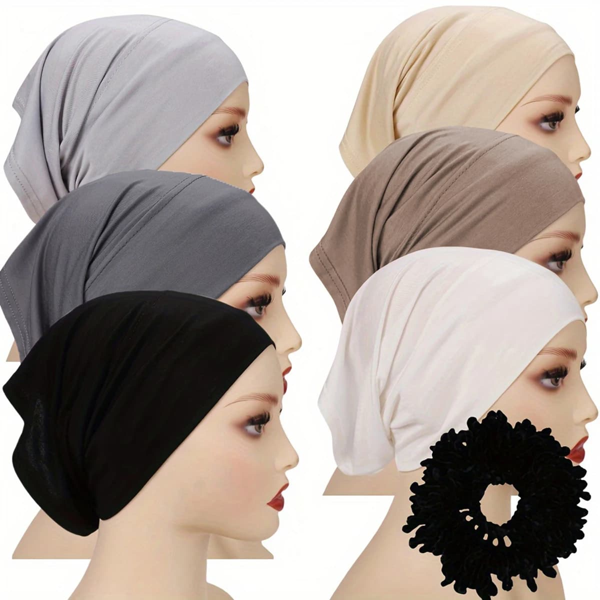 6/Pcs Modale Tappi Interni Hijab E 1/Pcs Hairband Set Musulmano Istantaneo Hijab Sciarpa Scialli Jersey Elastico Cofano Islam Turbante