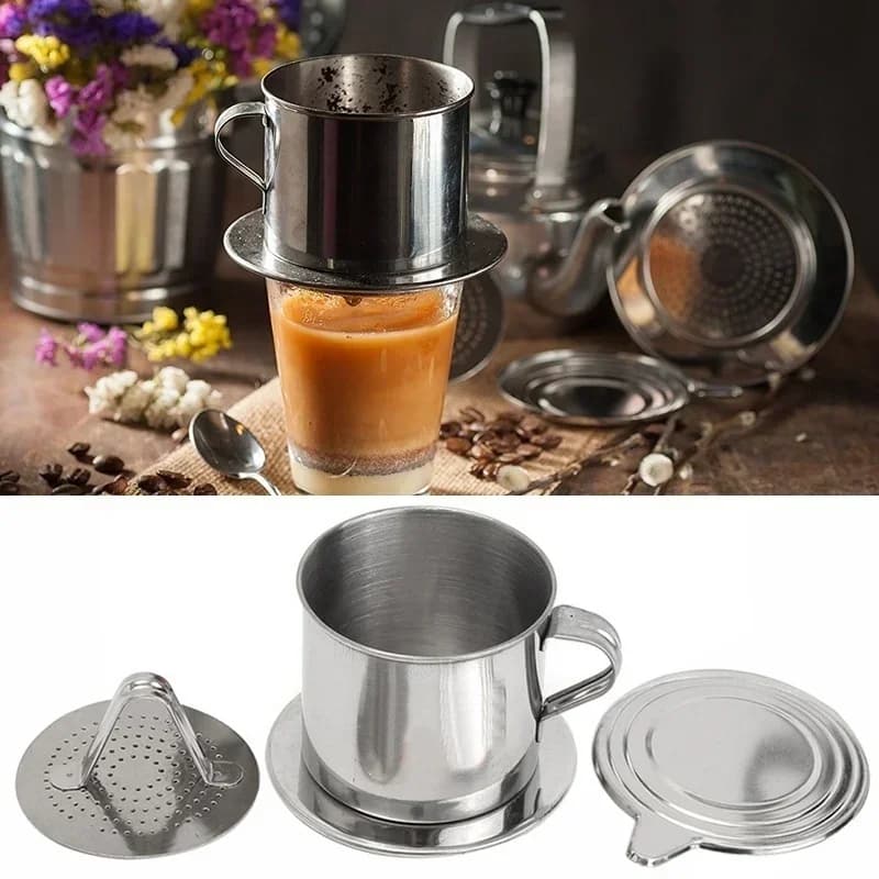 Stainless Steel Coffee Filter Infuse Cup Vietnamese Coffee Dripper Maker Pot Portable Coffee Drip Strainer Home Kitchen Tools