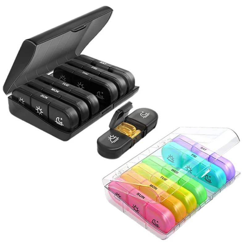Weekly organizer for the preservation of medicines, pill holder, pill container, pill holder, portable dispenser for medicinal tablets