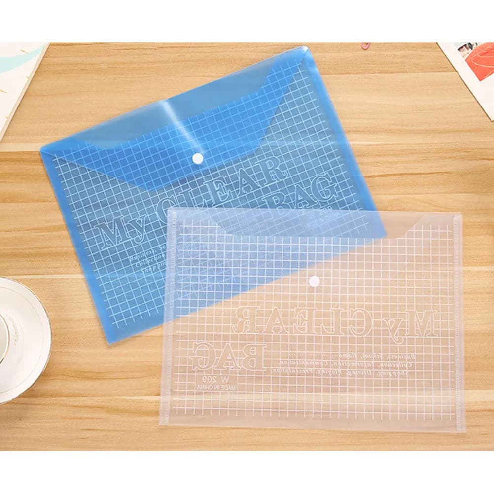 12 Pezzi Cartelle Portadocumenti A4 Trasparenti con Chiusura a Bottone, Resistenti agli Strappi, Impermeabili, in Materiale PP, Porta Documenti per Ufficio