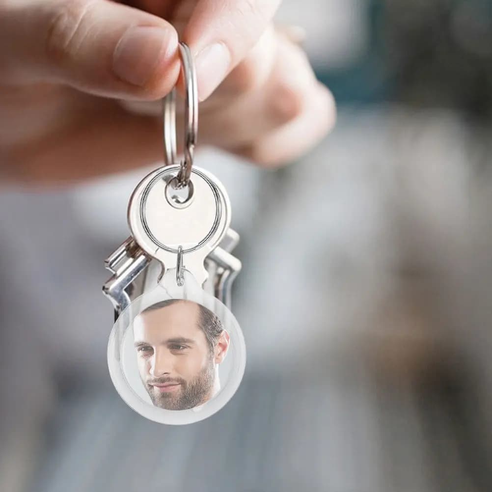 35 Pieces Circular Keychain in Acrylic with Transparent Frame for Photos, Separable Keyring Rings for Custom Decorations