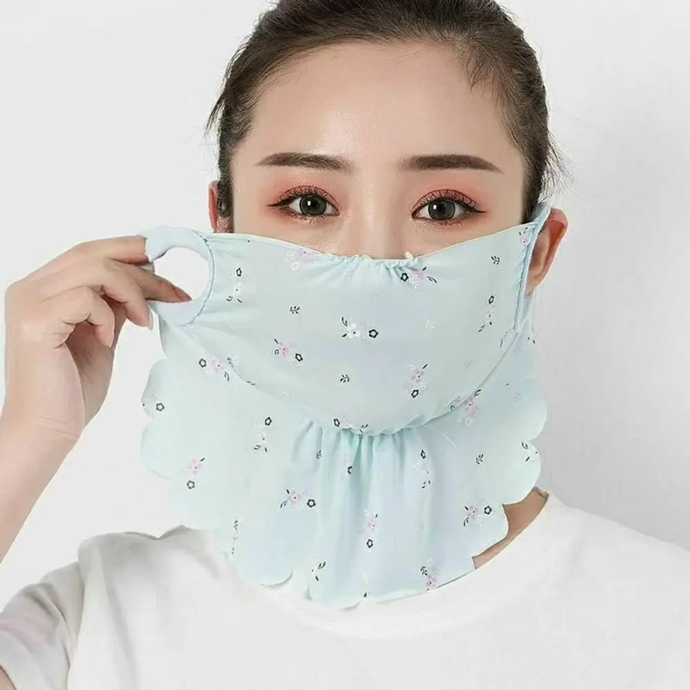 Thin UV Protection Ice Silk Mask Flower Pattern Sunscreen Veil Face Cover Face Scarves Face Mask Face Gini Mask Fishing