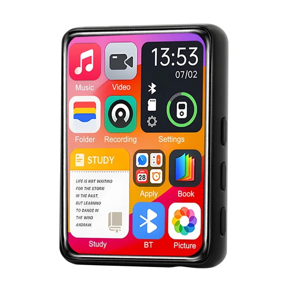 Lettore Mp3 touch screen da 2,4'' da 32 GB con lettore MP3 portatile BT 5.0 con altoparlante HD integrato Supporto radio FM e registrazione vocale