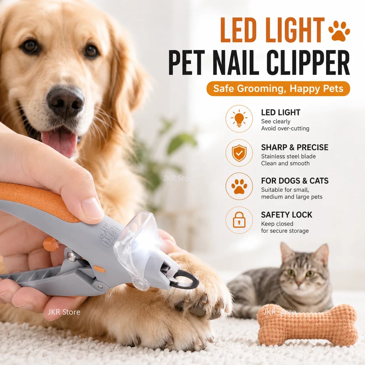 Pet Nail Clipper with LED Light Dog Cat Claw Cutter Scissors for Home Grooming Paw Nail Trimming Cleaning Accessories