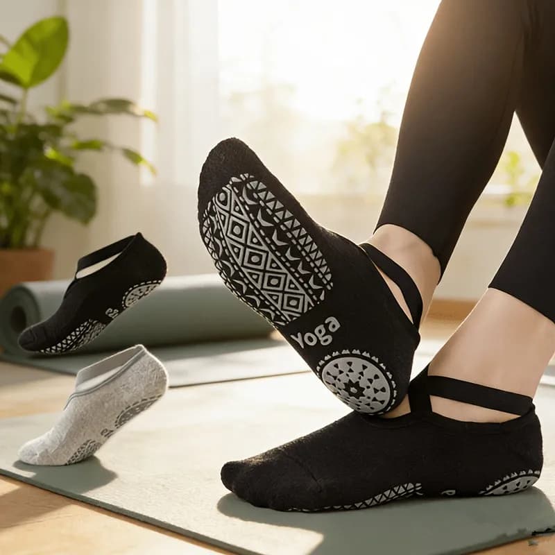 1 paio di calzini da yoga antiscivolo per fitness, pilates, sport, per donna