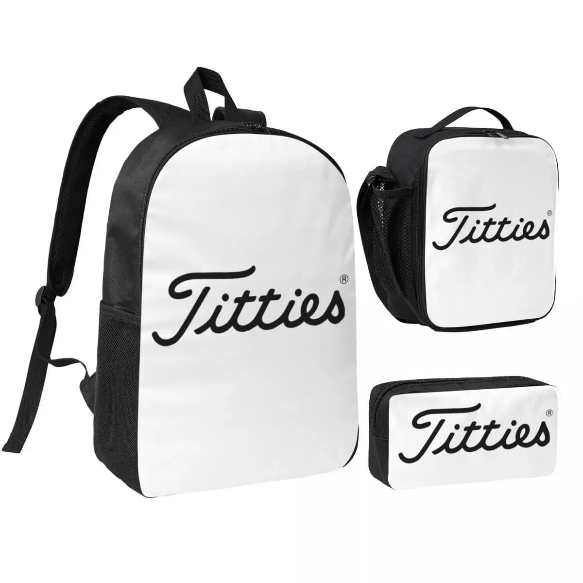Zaino Titties Golf Ball per Studenti, Ragazzi e Ragazze, Borsa per Libri, Borsa per Computer, Borsa a Tracolla, Set da 3 Pezzi con Borsa Termica per il Pranzo e Astuccio