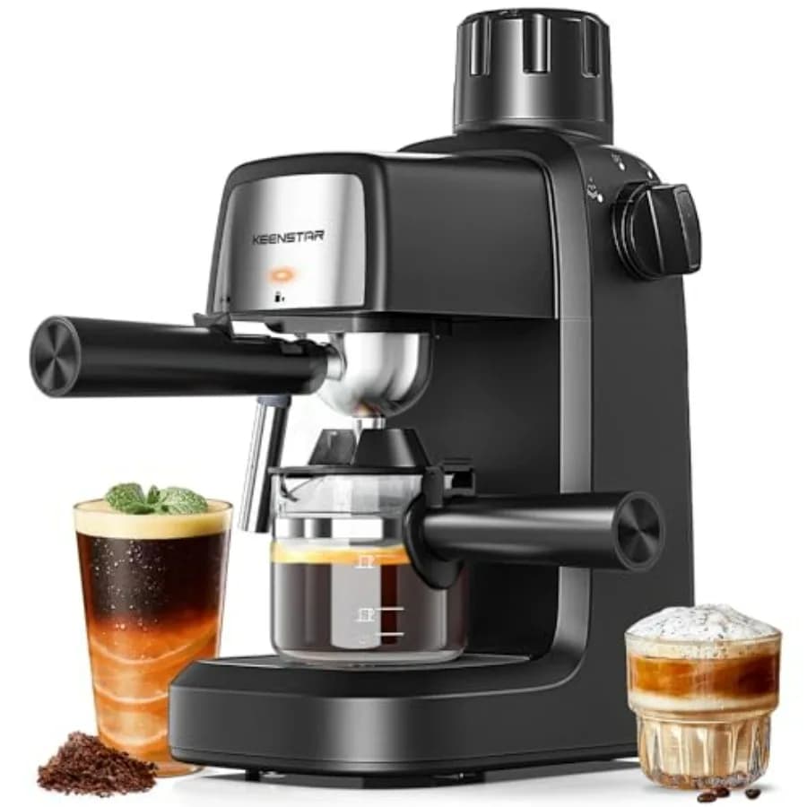 3.5Bar Espresso Machine with Milk Frother 800W Compact Espresso and Cappuccino Machine with Preheating Function 4 Cup Espresso