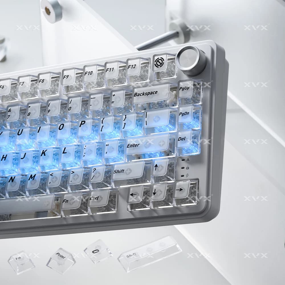 15X Crystal Transparent Covers Black cherry profile for mechanical keyboard ISO Enter PC Covers RGB backlit