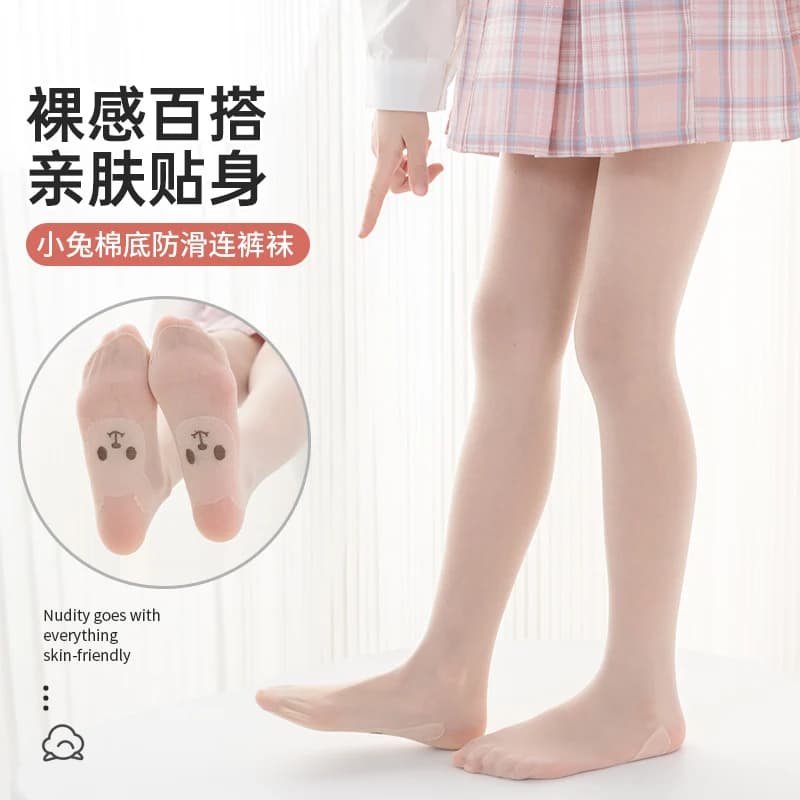 Taglio arbitrario Anti gancio Collant per bambini per bambini Principessa Ragazze Collant ultra sottile trasparente Leggings antiscivolo per coniglio cartone animato Kawaii