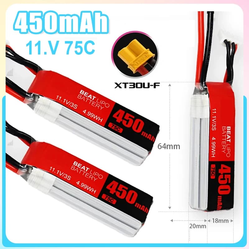 Batteria LiPo 3S 11.1V 450mAh 75C per elicottero RC Quadcopter FPV Racing Drone parti batteria droni 11.1v con spina XT30