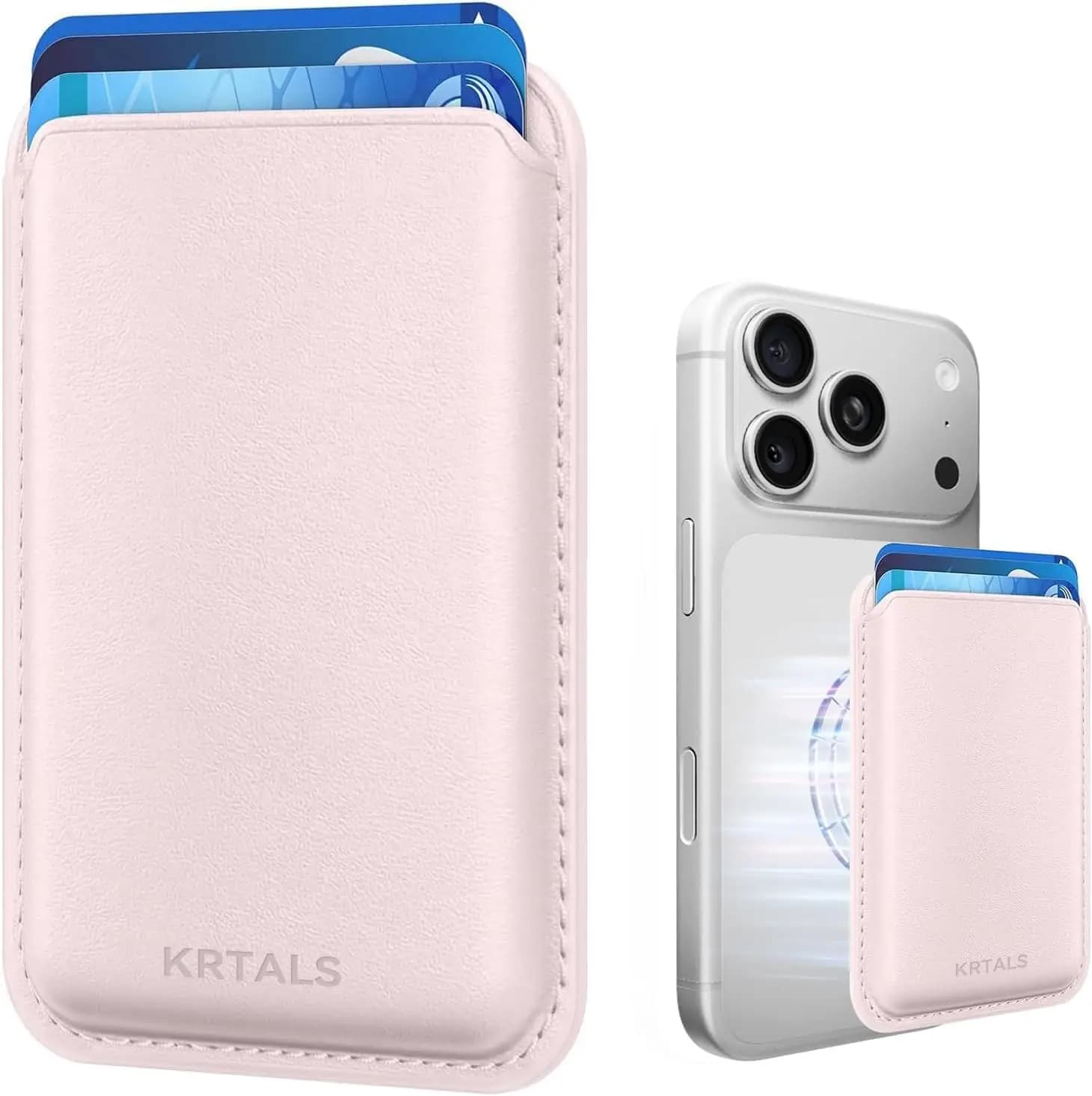 Portafoglio Magnetico in Pelle con Blocco RFID per Serie iPhone, Rosa Chiaro