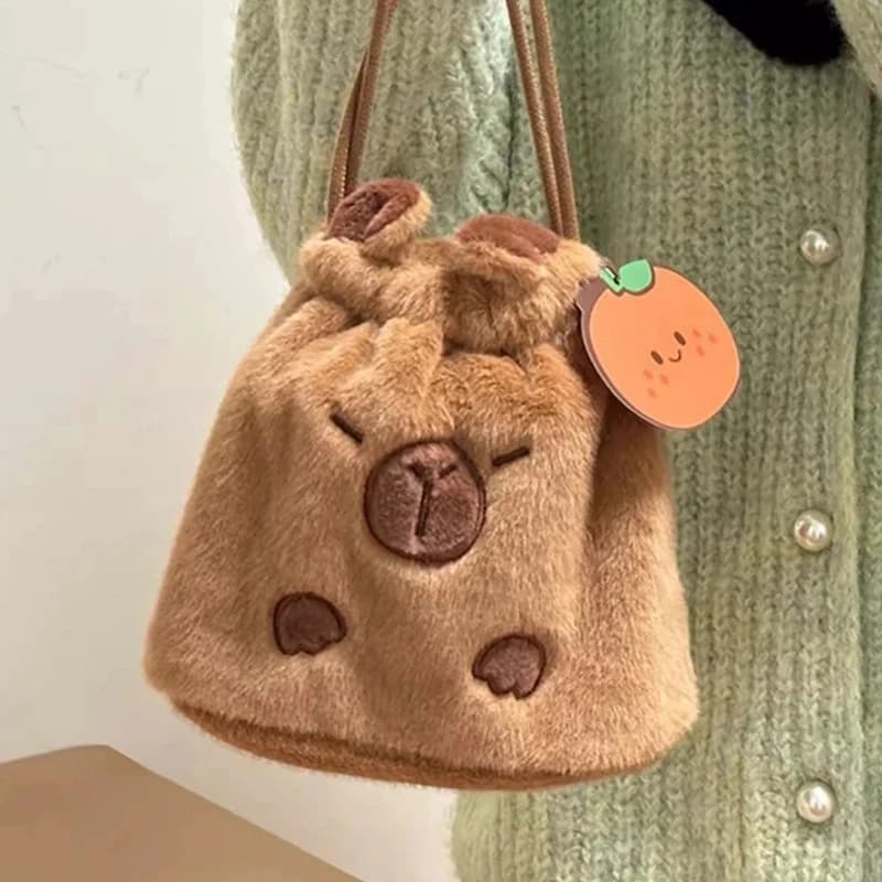 Capybara Borsa portaoggetti in peluche Studenti Astuccio per matite Cancelleria Cuffie adorabili Borsa capibara carina per forniture per decorazioni per feste
