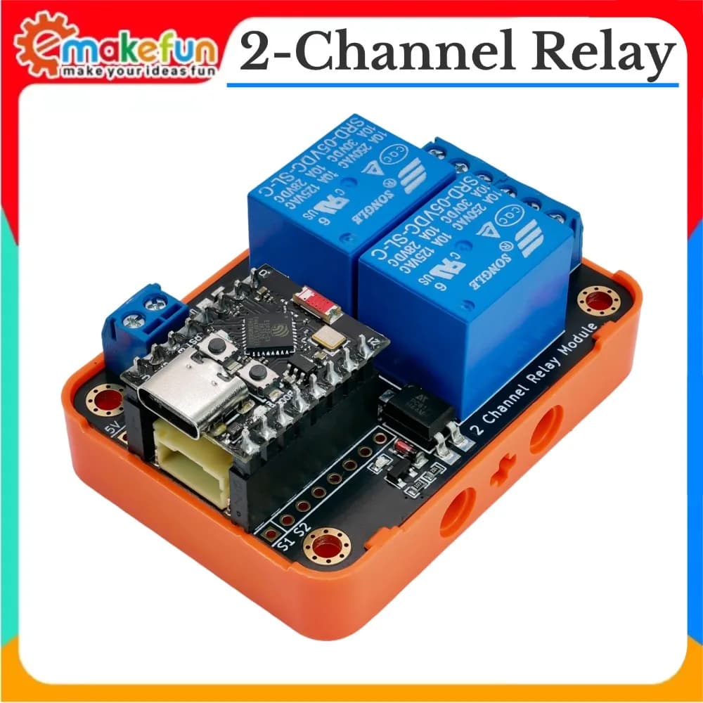 2CH Relay Module Input5V Active Low Trigger Opto-Isolated Relay Expansion Board for ESP32 Arduino Microbit Smart Home Automation