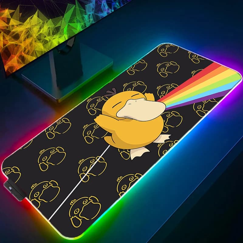 Tappetino per Mouse RGB Anime, Accessori da Gaming, Tappetino LED per Tastiera, Pokemon Pikachu, Tappetino da Scrivania per Gamer, Mousepad Retroilluminato