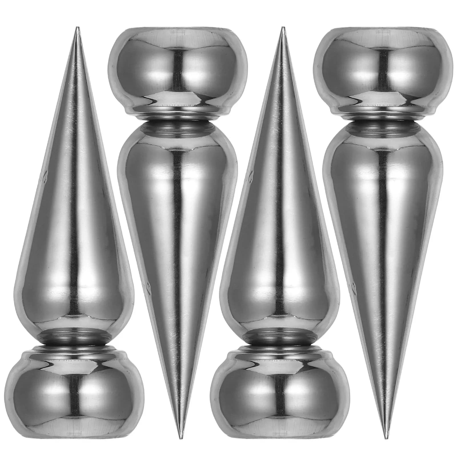 4 Pezzi Punte Decorative Coniche in Acciaio Inossidabile a Tubo Tondo per Recinzioni, Punte a Lancia per Pali da Giardino Esterni in Metallo per la Privacy
