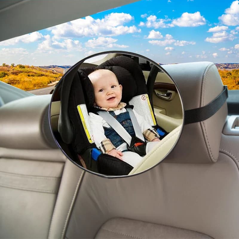 Universal Car Baby Mirror for Rear Facing Infant - Wide Angle Safety View Adjustable Strap for Back Seat Monitoring
