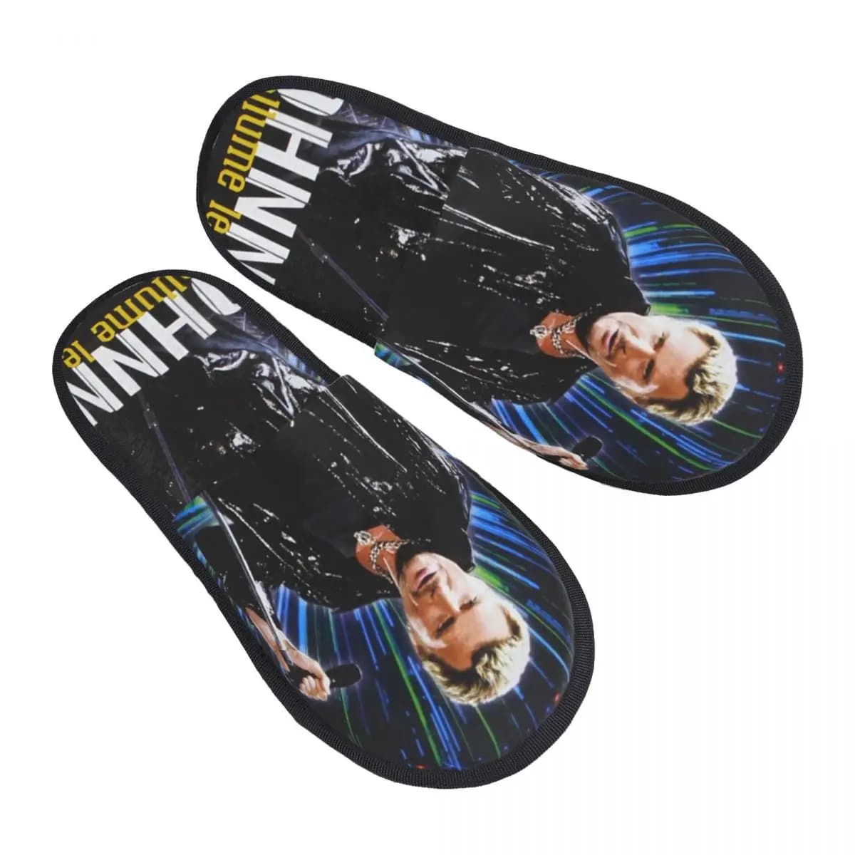 Johnny Hallyday Rock Pantofole in memory foam morbide da donna Cantante francese Francia Scarpe da casa spa