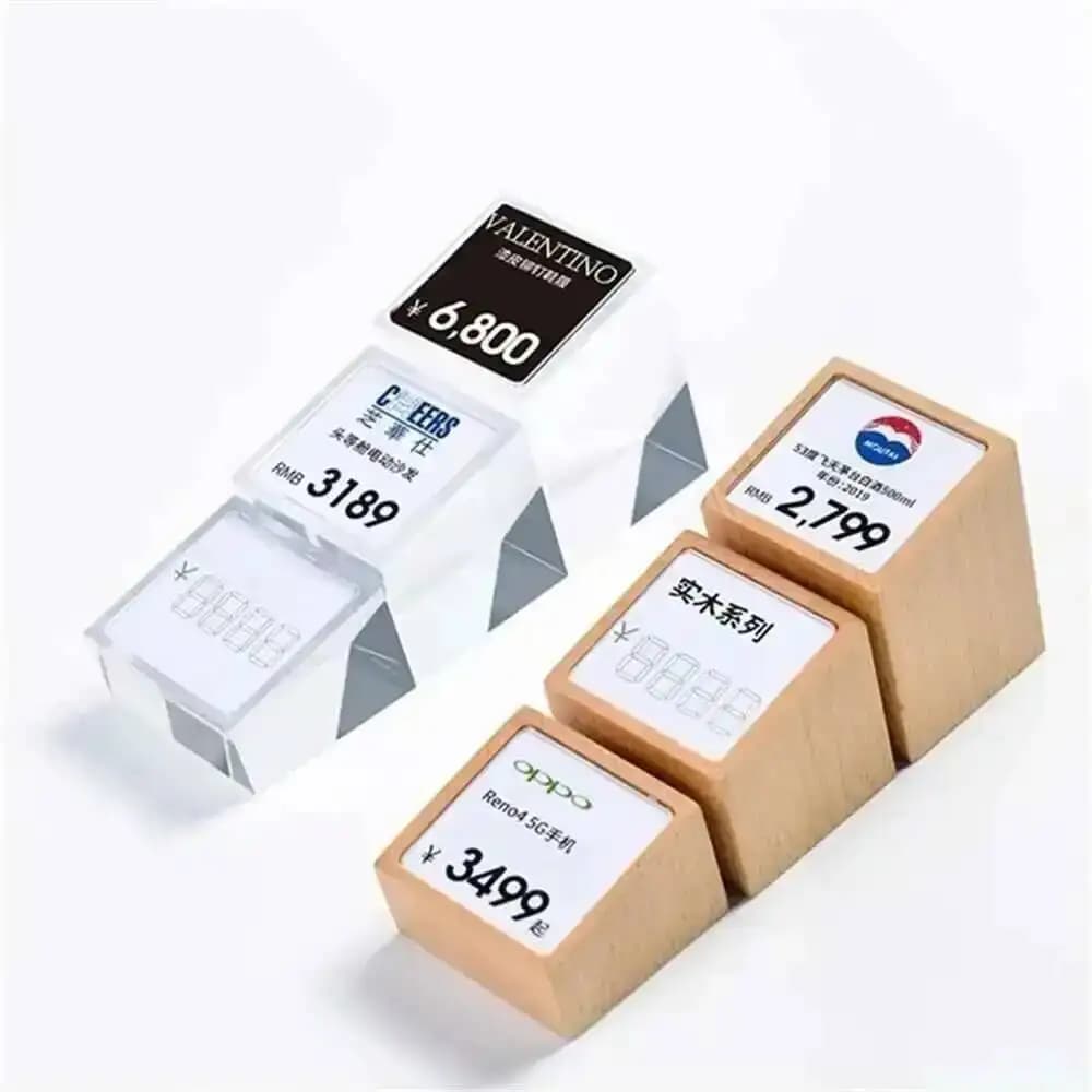 Set di 5 Espositori in Acrilico per Etichette di Prezzo, Mini Cubi Porta Prezzi da Tavolo, Supporti per Gioielli, Etichette per Orologi