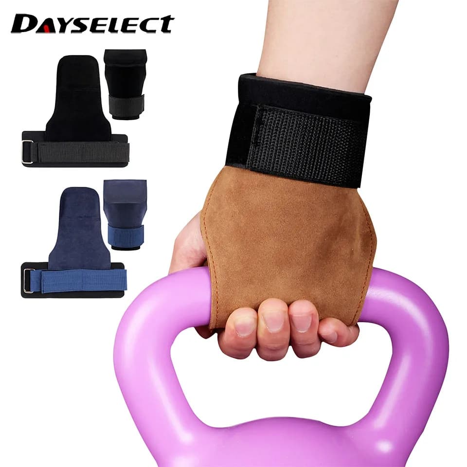 1 pz cuscinetti per le mani in pelle bovina allenamento per la forza fitness sollevamento pesi protezioni per il polso pull-up guanti per trazione dura fascia di supporto per la forza di presa