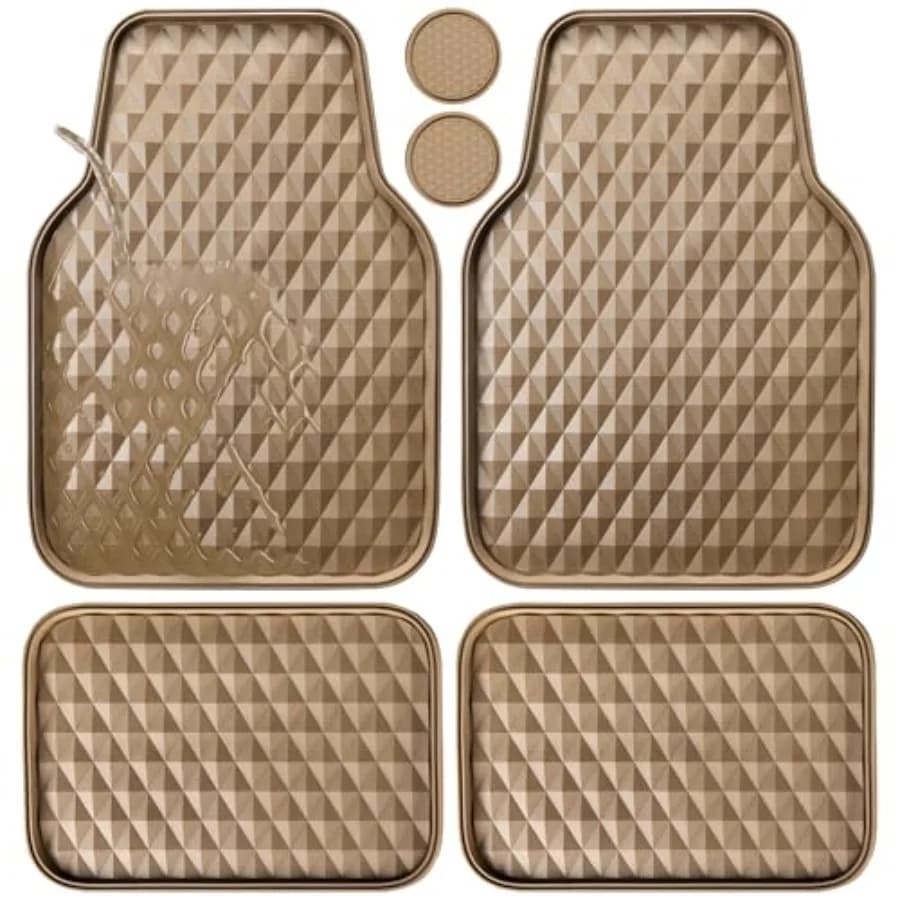 Tappetini Auto in Gomma a Vasca Profonda, Tappetini per Auto Resistenti, Antiscivolo Durevoli 3D a Rombi Impermeabili per Tutte le Stagioni, Un