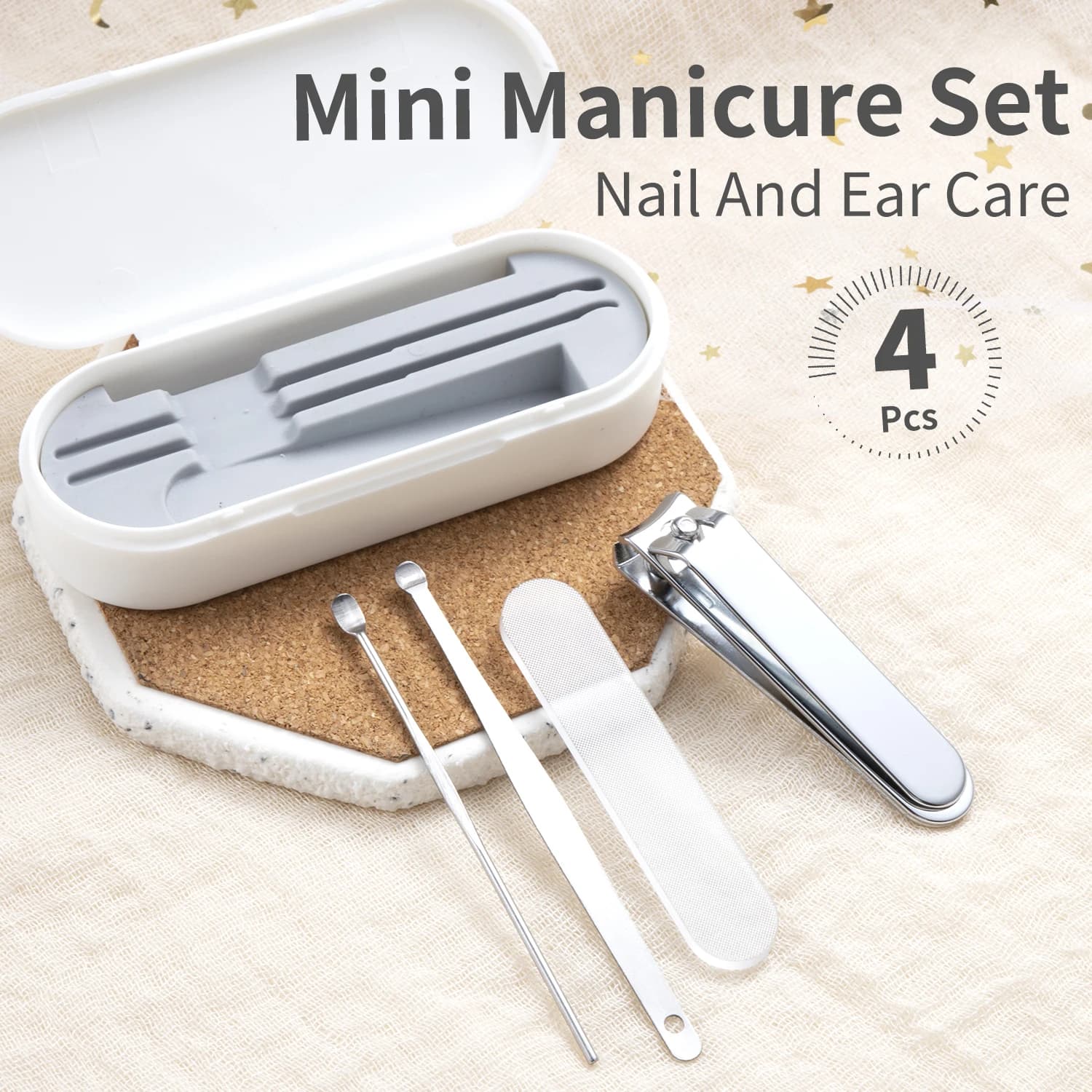 Set of 4-piece nail cutters Set of nano glass nail files with storage box for personal care tool for travel gift manicure