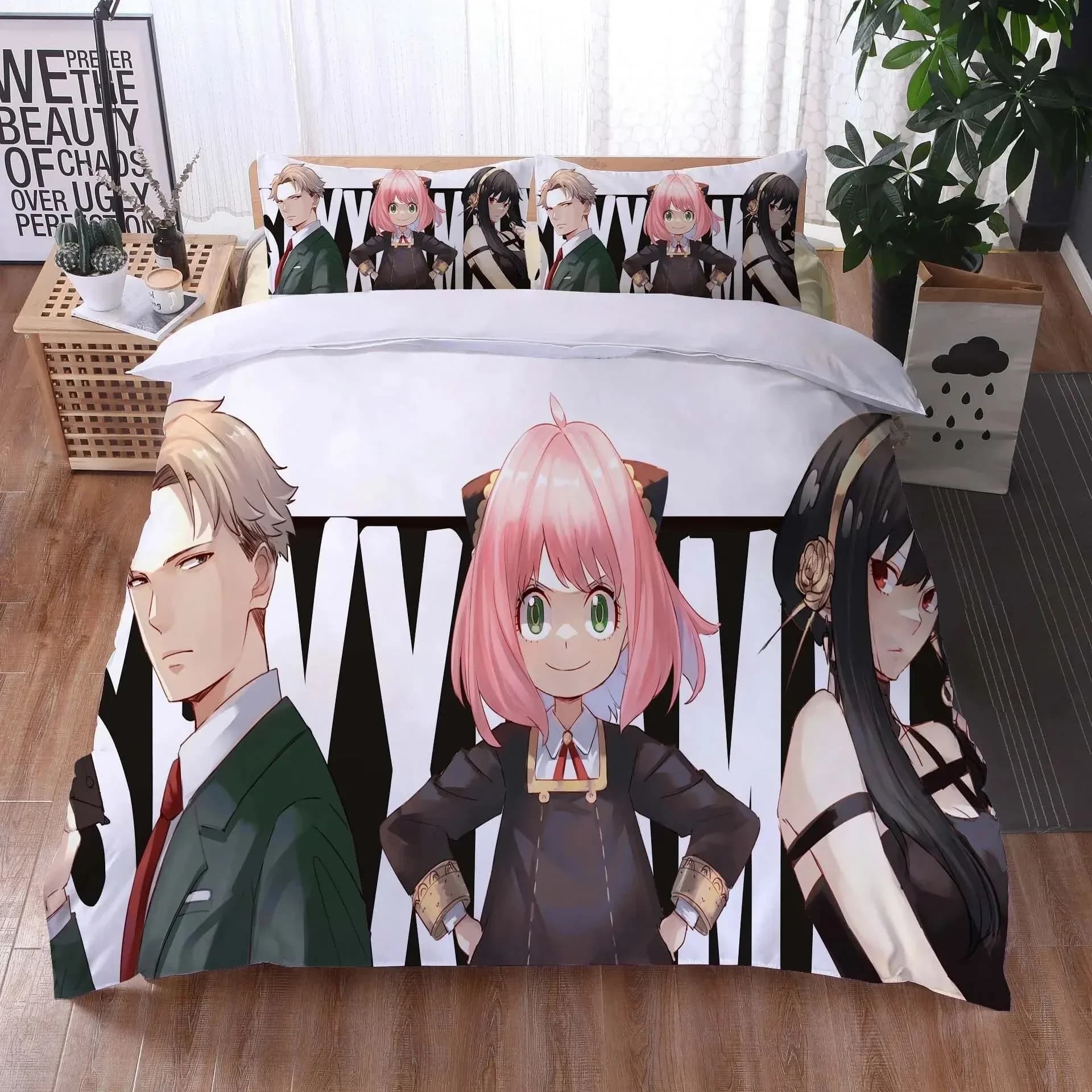 Anime Spy Family Anya Bedding Set Duvet Cover Bedroom Comforter Covers Single Twin King ​Size Quilt Cover Home Textile 2/3PCS