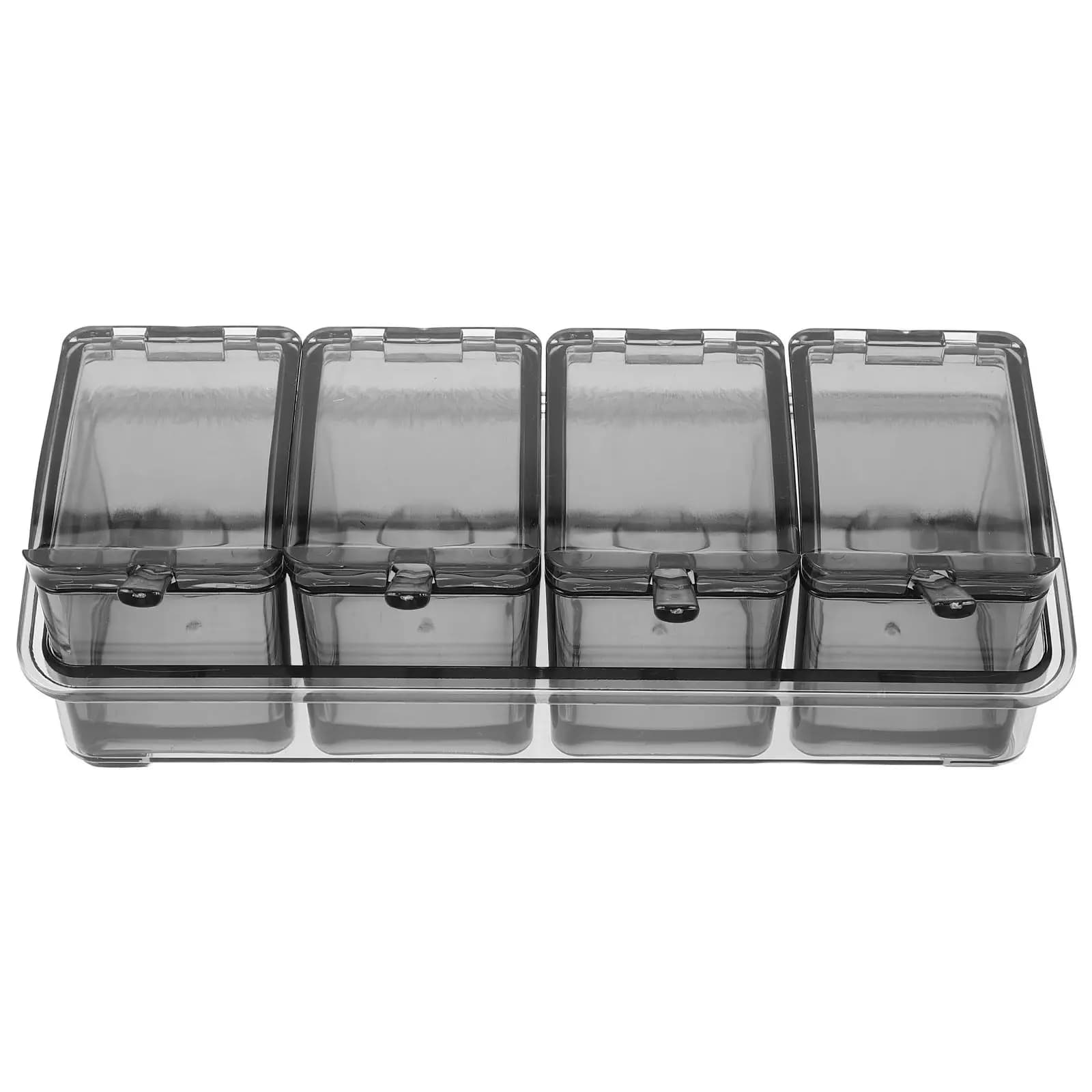 Spice Container Set Plastic Transparent Lids Seasoning Box Kitchen Salt Sugar Pepper Condiment Organizer Nonslip