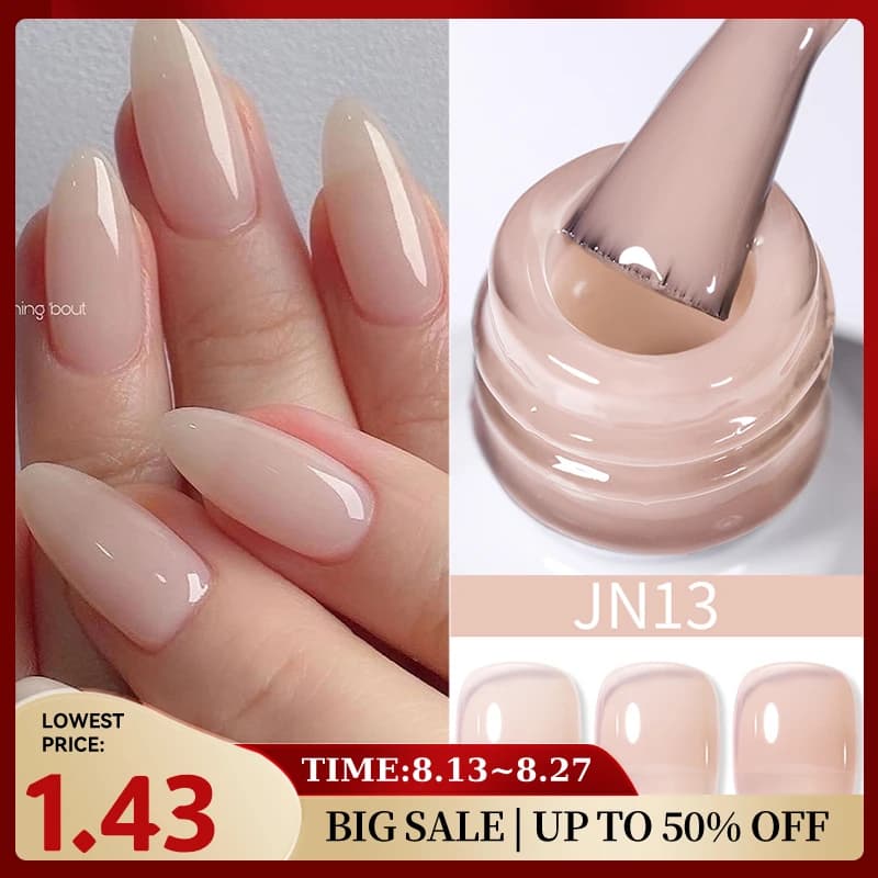 BORN PRETTY Jelly Nude Gel Nail Polish 10ml Light Pink Peach Translucent Color UV Light Cure Gel Varnish Nail Art DIY at Home