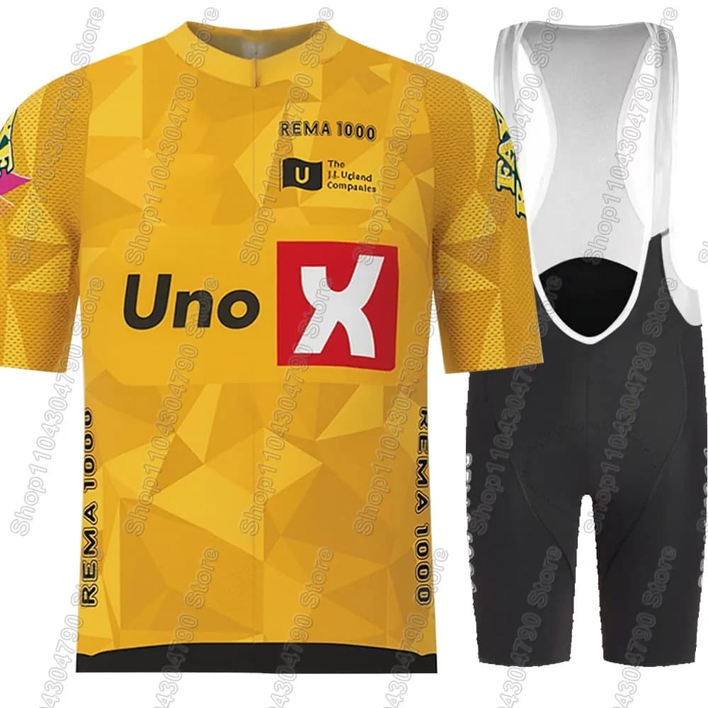 Completo da Ciclismo UNO-X Team 2026 Norvegia - Maglia Estiva e Salopette da Bici da Corsa/MTB