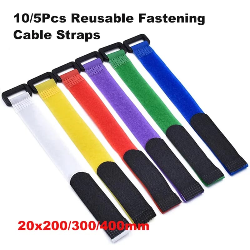 10/5Pcs Reusable Fixing Cable Straps Multipurpose Cable Ties With Hook And Ring For Cable Management Organizer