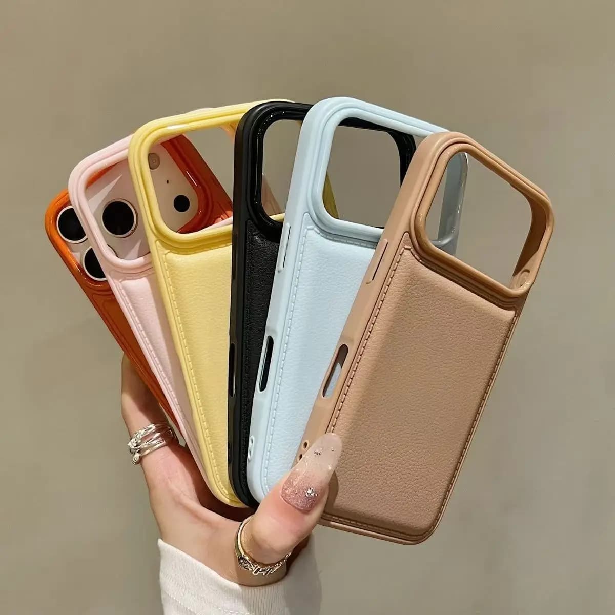 For iPhone 17 16 15 14 13 12 11 Pro Max Padded skin-textured soft-shell protective cover 1D009