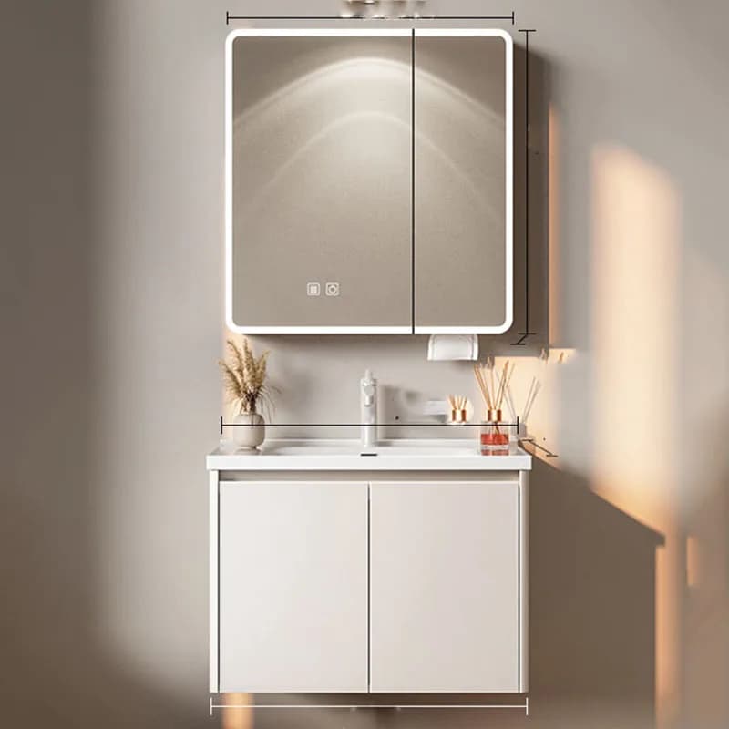 White Luxury Bathroom Cabinet Storage Organizer Mirror Toilet Partitions Space Saver Cupboard Modern Gabinete Trendy Furniture