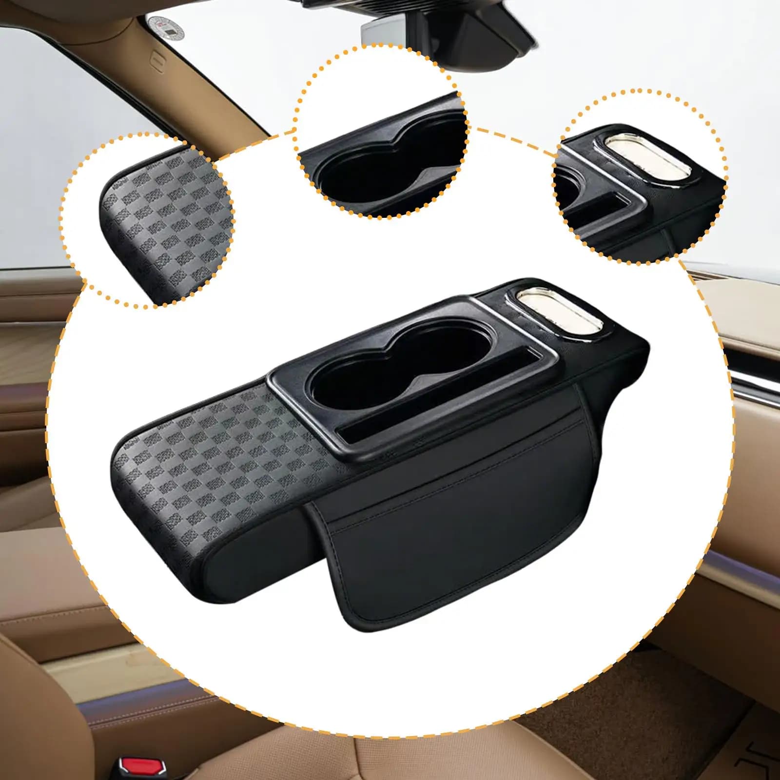 Cuscino Ergonomico per Bracciolo Auto, Copertura Console Centrale in Pelle PVC, Organizer per Sedili Auto e SUV
