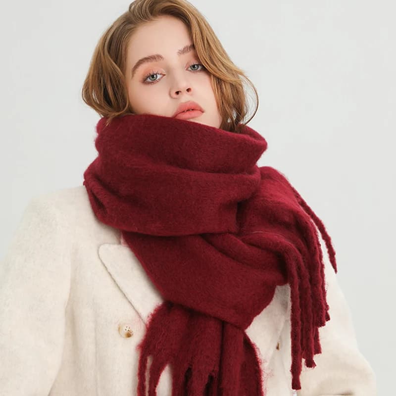 Women's Winter Scarf Cashmere Solid Warm Pashmina Scarves Soft Women's Thick Wax Bufanda Large Booties Long Stoves