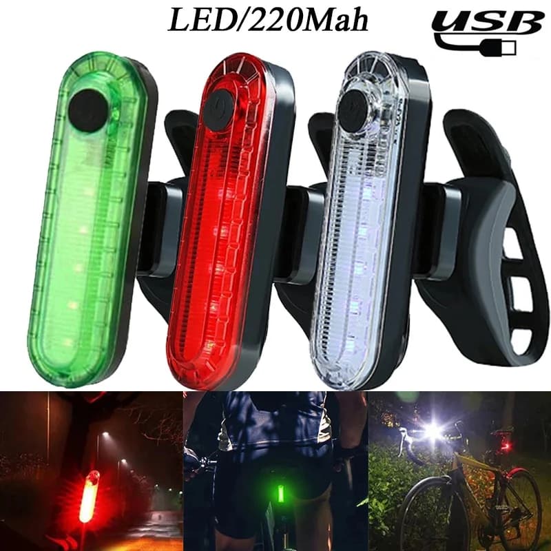 Bicycle Lights Rechargeable USB LED Waterproof Equitation Rechargeable Bicycle Lamp Night Flashlight 220mA Rear light for road bike