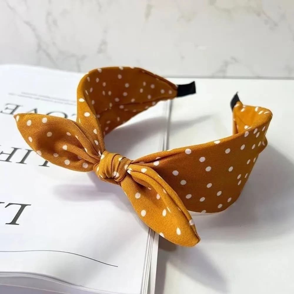 Bow Knot Women's Wide Headband Rabbit Ear Korean Style Retro Polka Dot Hairband Cross Hair Clip Hair Hoop Headwear