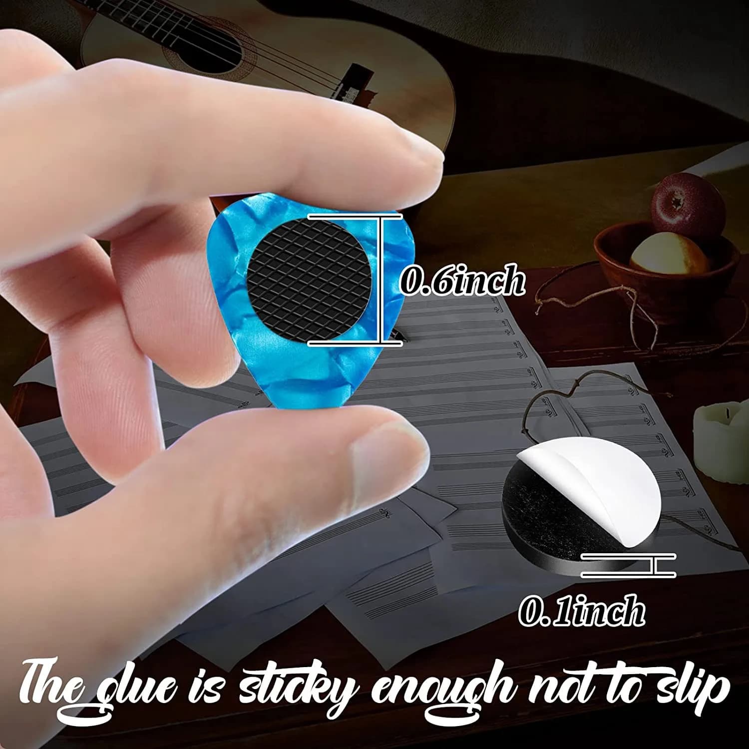(ABYM) Confezione da 30 Plettri per Chitarra con Impugnature Antiscivolo Autoadesive per Chitarra, Basso, Ukulele, Mandolino, Banjo (Solo Impugnature)