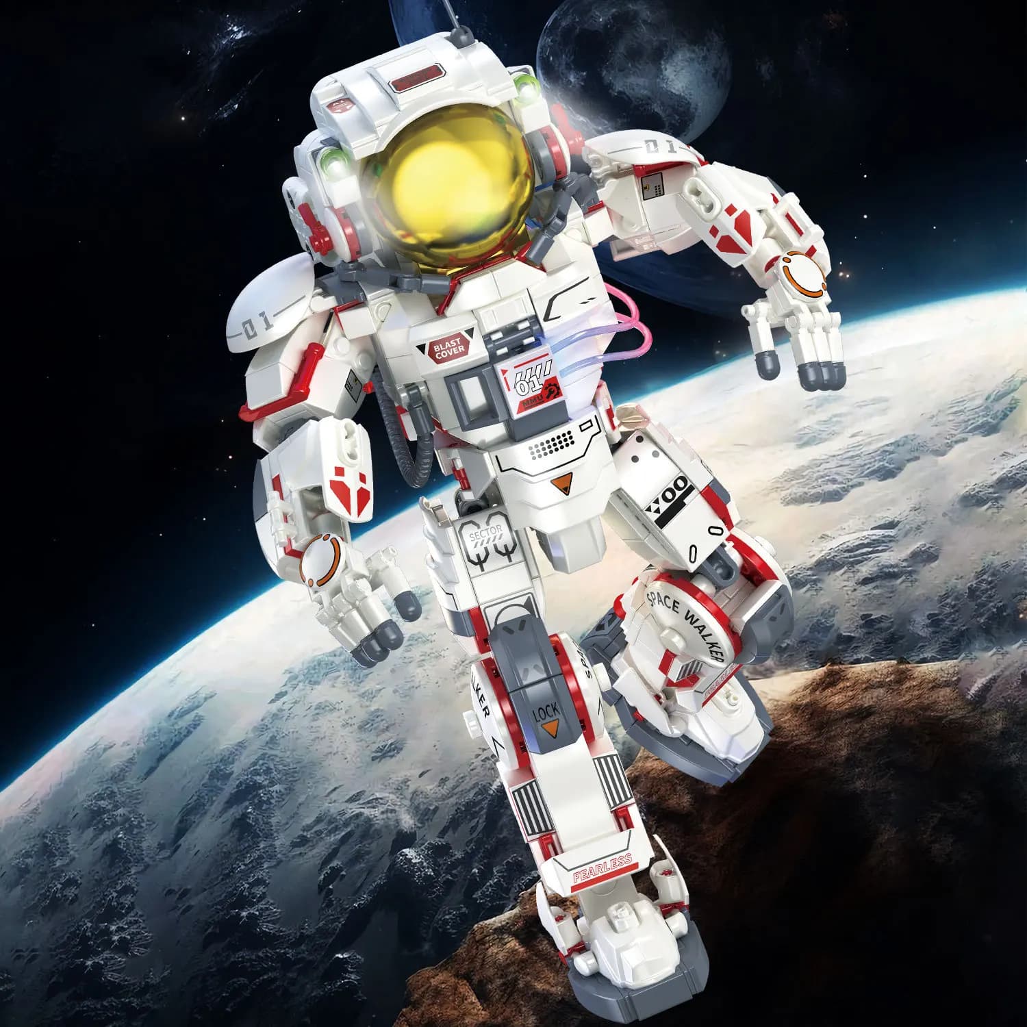 Set di Costruzioni Luminose a Tema Astronauta da 840 Pezzi per Ragazzi, Giocattolo Educativo Luminoso Notturno, Codice NO.6374