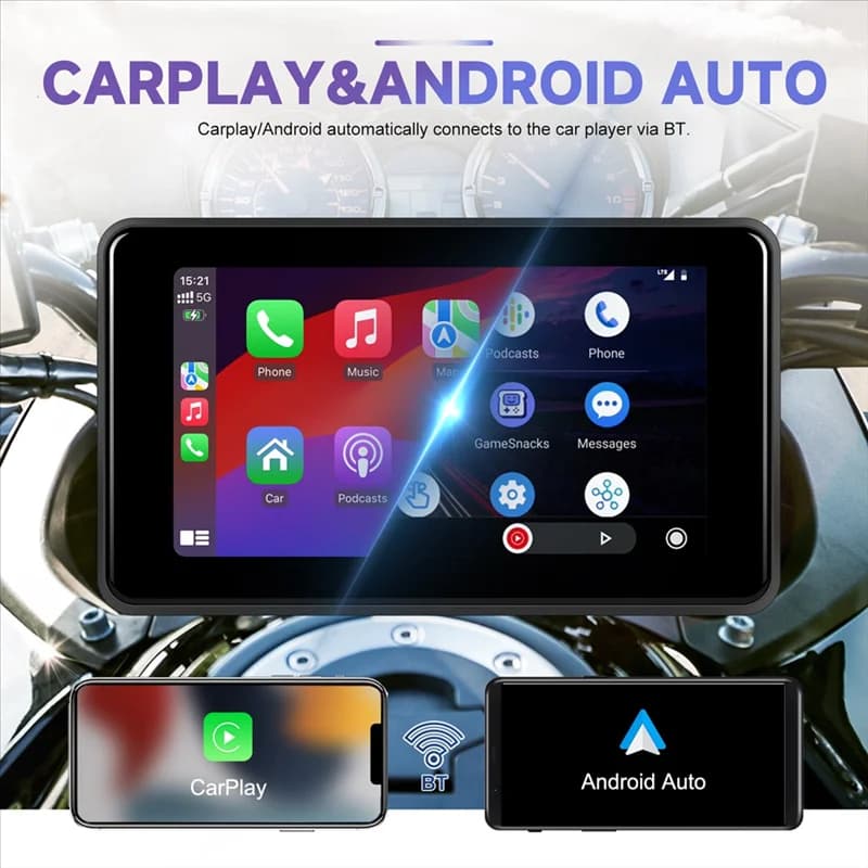 Dash Cam Portable 5 Inch DVR Carplay Android Auto IP68 Front Camera Waterproof Bluetooth