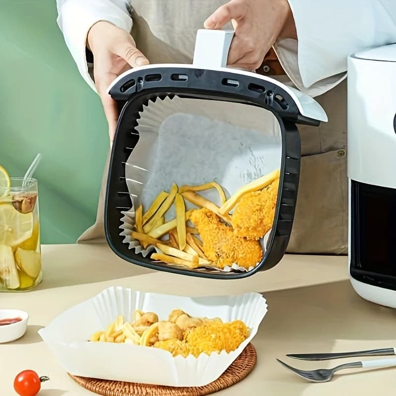 30 pieces, disposable paper lining for air fryer, 16cm lining * 16cm/6.29 inch * 6.29 inch for air fryer [Fit 2-8 QT ], non-stick parchment