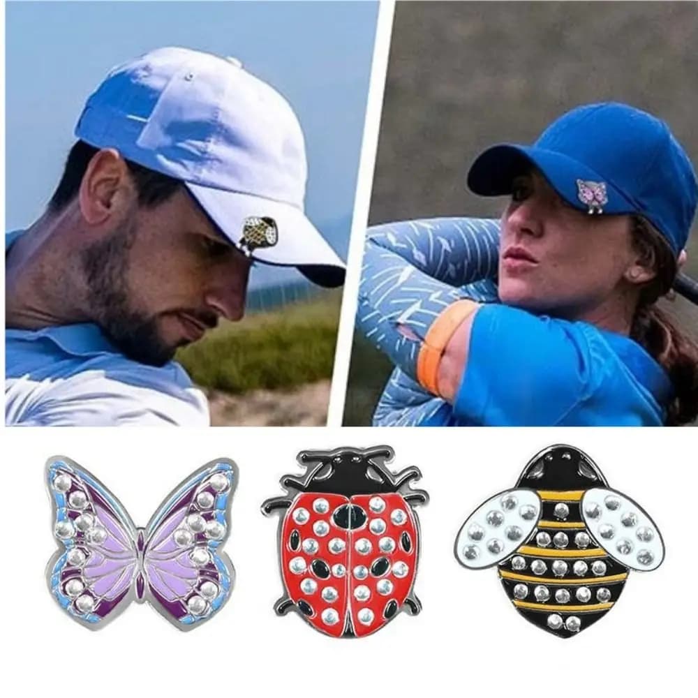 Clip Magnetico a Forma di Farfalla per Cappello da Golf, Marcatore Durevole in Metallo per Palline da Golf, Accessorio per Cappello da Golf