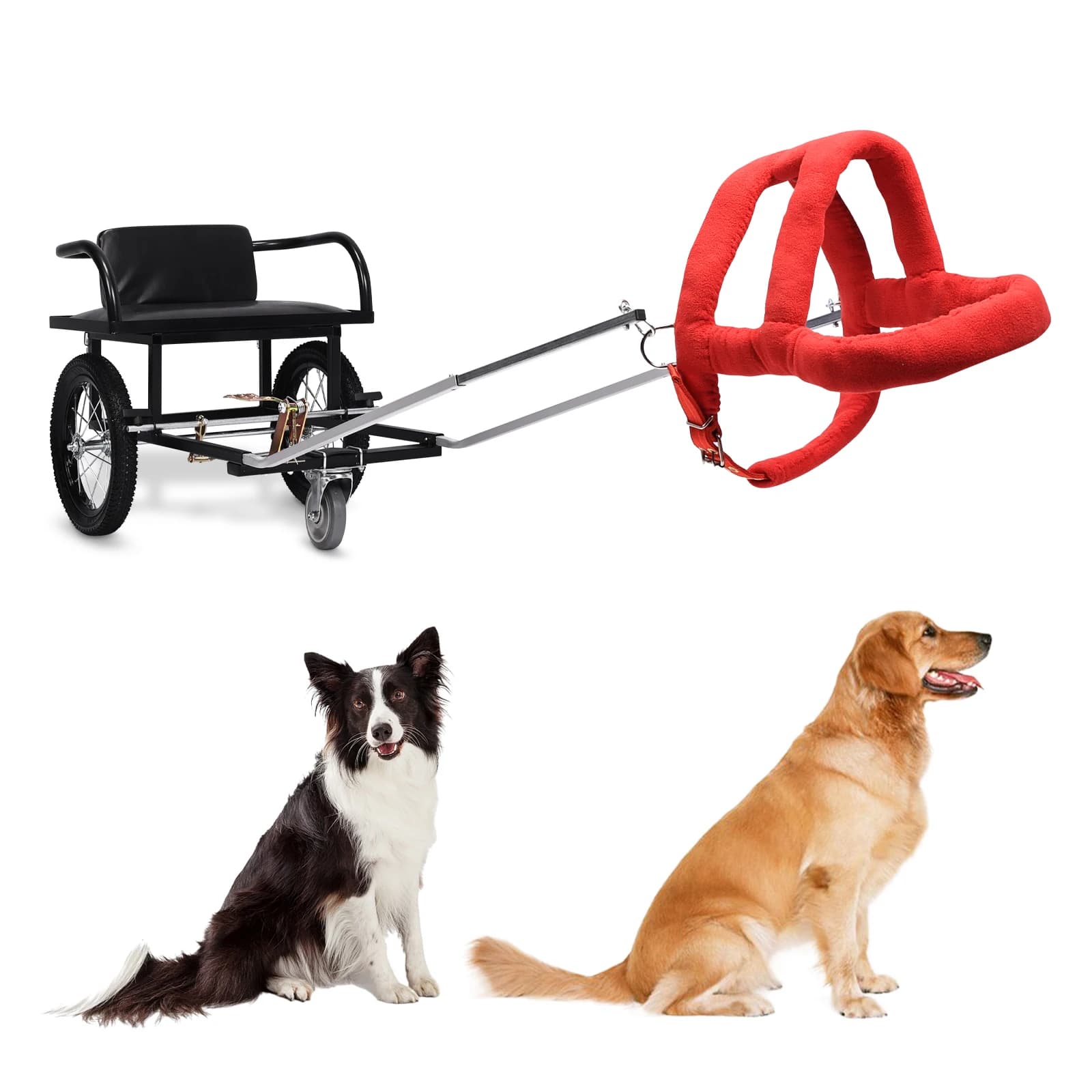 Passeggino per Cani con Sedile e Doppio Freno, Carrello da Passeggio per Cani da 40-60 kg, Ideale per Portare i Tuoi Amici a Spasso o al Supermercato