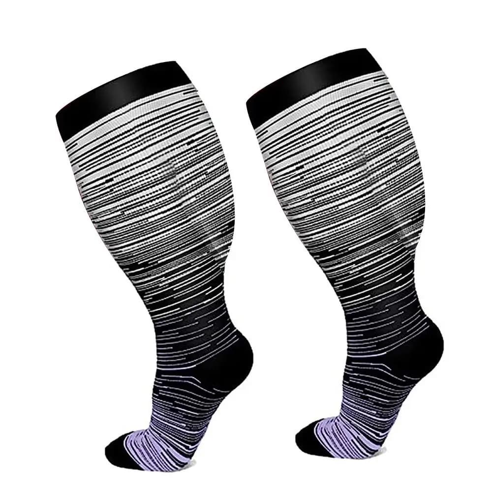 Calze a Compressione Plus Size 2XL-4XL per Circolazione e Supporto Gonfiore, Calze al Ginocchio Fluorescenti Morbide per Polpacci e Gambe