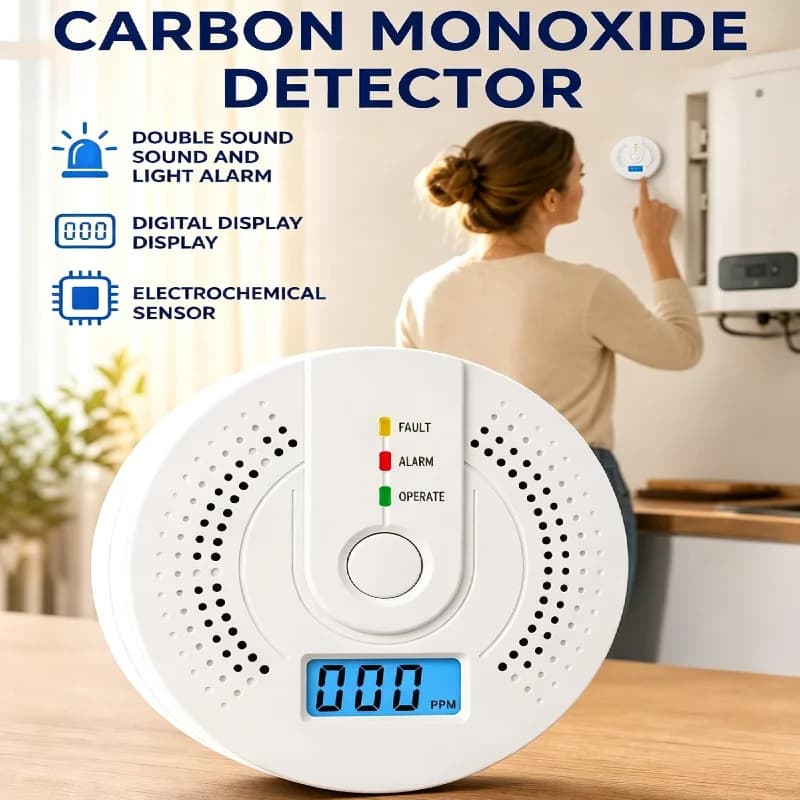 Digital Carbon Monoxide Detector Sensor CO Alarm Detector Home Safety with LED Indicator High Sensitive Sound Warning Gas Leak