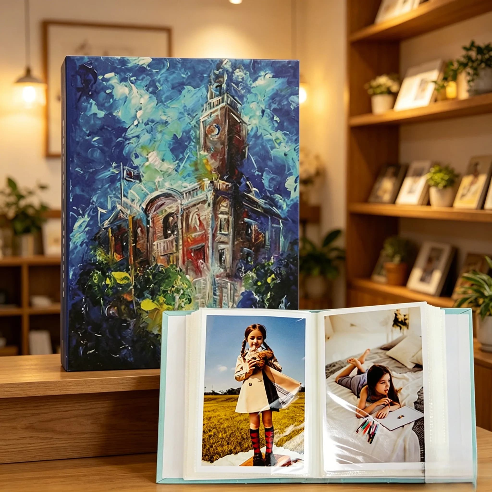 Oil Painting Castle Album, 100 Pockets for 4x6" Photos, for Graduation, Wedding & Family Memories