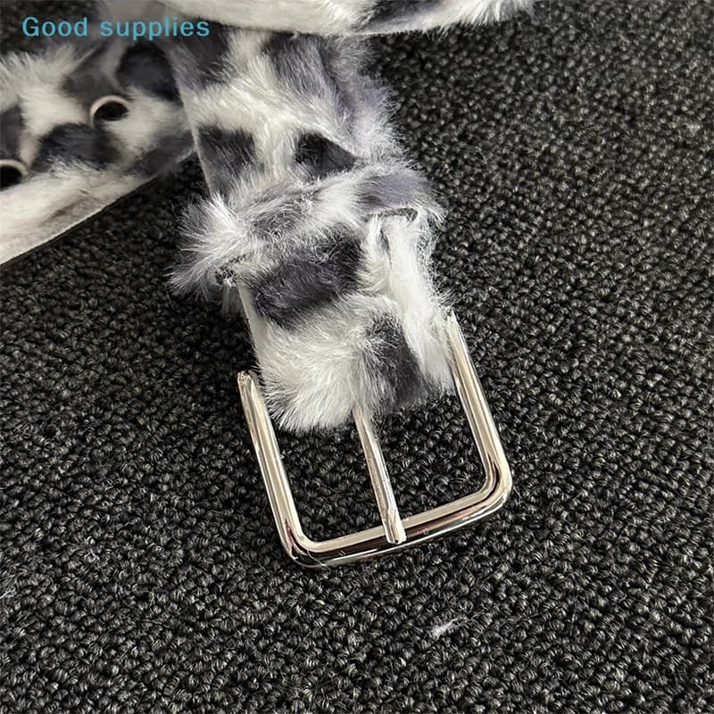 Cintura in peluche nimblePu con fibbia ad ardiglione da donna, alla moda, stile Y2K, per ragazze, versatile accessorio per jeans