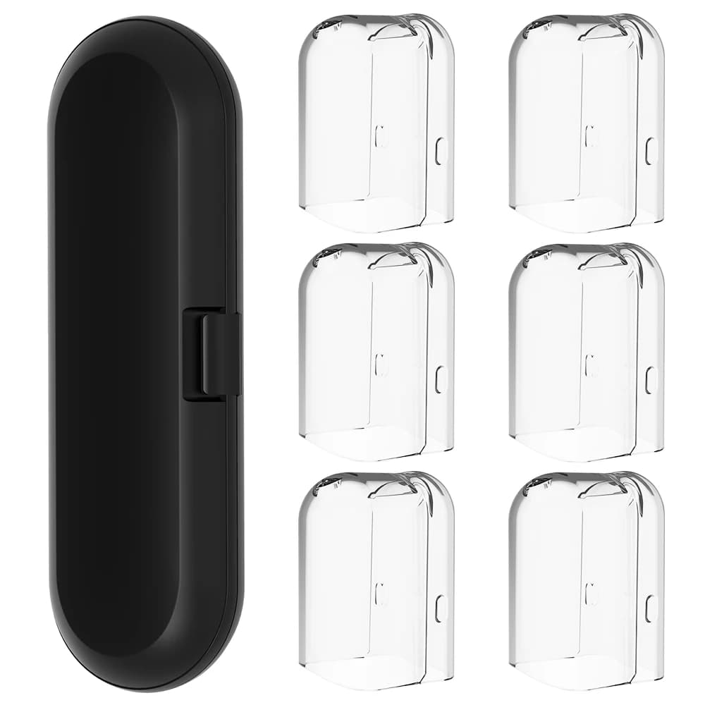 Set of 6 heads, dust cover and travel case for toothbrush, compatible with Philips Sonicare 4100 6100 electric toothbrush
