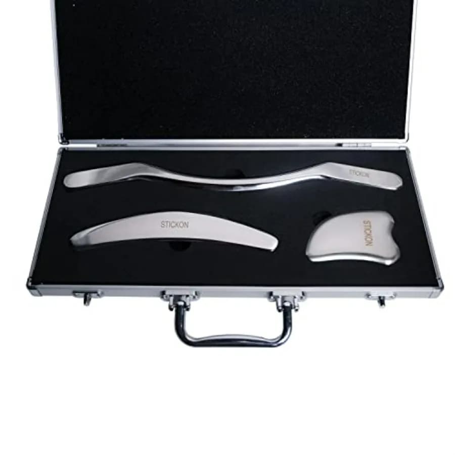 Set di Strumenti Raschietti Massaggianti in Acciaio Inossidabile per Gua Sha e Mobilizzazione dei Tessuti Molli, Strumenti IASTM a Forma di TaoJ, Argento