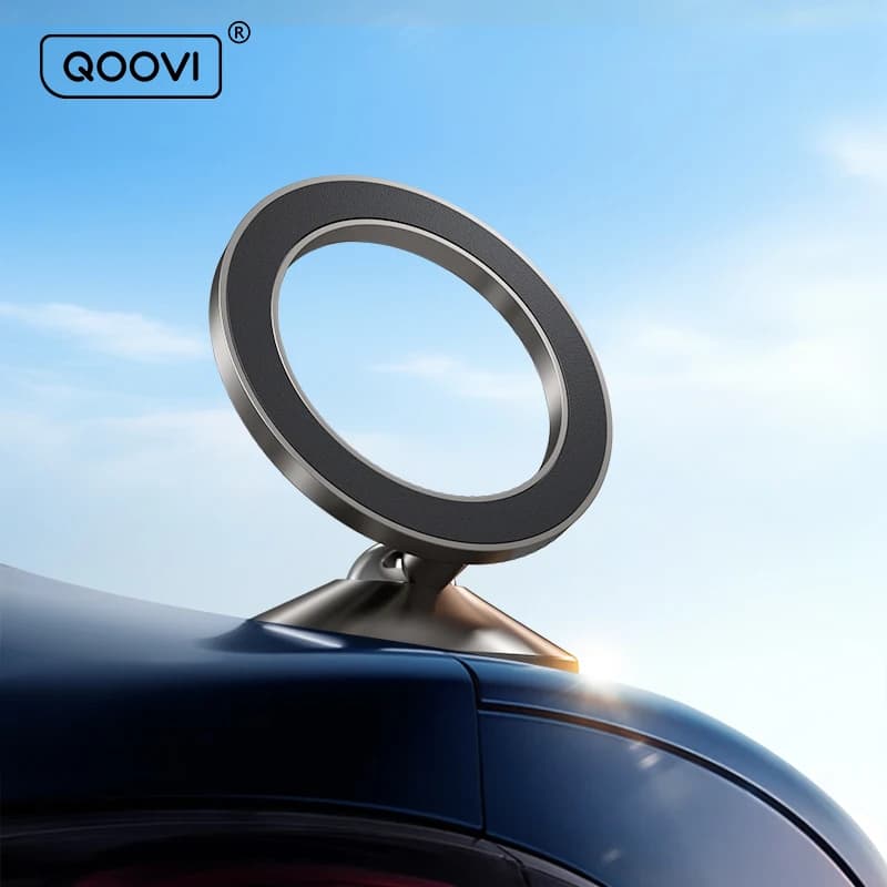 QOOVI Mini Magnetic Car Phone Holder Dashboard Cellphone Stand Magnet GPS Mount For Magsafe For iPhone 16 15 Xiaomi Samsung